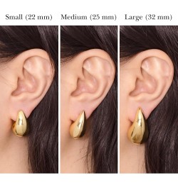 Gold Plated Chunky Teardrop Earrings - Lightweight Post Drop Earrings - Dome Lobe Earrings for Women Large Gold $10.26 Earrings