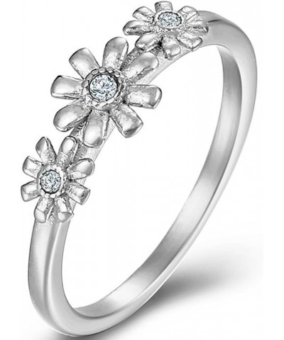 Stainless Steel Sun Flower Style Wedding Engagement Holiday Promise Statement Ring Silver $6.59 Rings