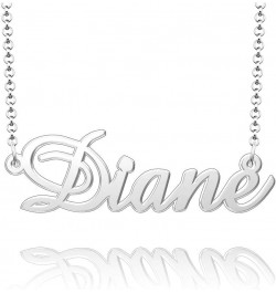 Personalized Custom Name Necklace 925 Sterling Silver Classic Script Initial Nameplate Necklaces Gifts for Girls Womens DIANE...