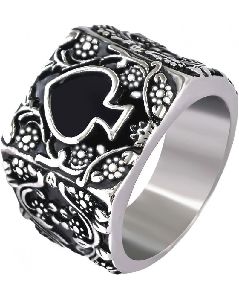 Mens Womens Stainless Steel Ring Poker Spade Ace Silver Black Sizes 6-14 Spade Silver Black Retro 9 $10.19 Rings