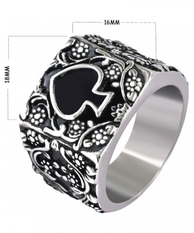 Mens Womens Stainless Steel Ring Poker Spade Ace Silver Black Sizes 6-14 Spade Silver Black Retro 9 $10.19 Rings