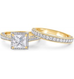 2 CT Princess Cut Lab Created Moissanite Diamond Halo Engagement Wedding Ring Set For Women In 14K Gold Over Sterling Silver ...