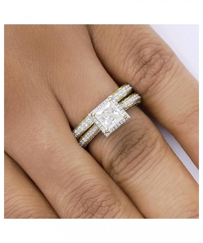 2 CT Princess Cut Lab Created Moissanite Diamond Halo Engagement Wedding Ring Set For Women In 14K Gold Over Sterling Silver ...