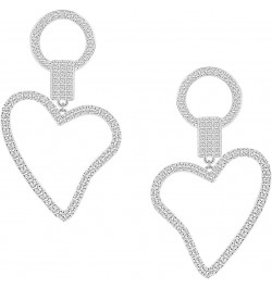 Cubic Zirconia Hollow Love Heart Dangle Earrings for Women Birthday Wedding Prom Earrings Silver $5.09 Earrings