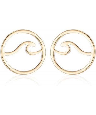 Stainless Steel Sea Ocean Wave Summer Holiday Stud Earrings Gold $6.75 Earrings