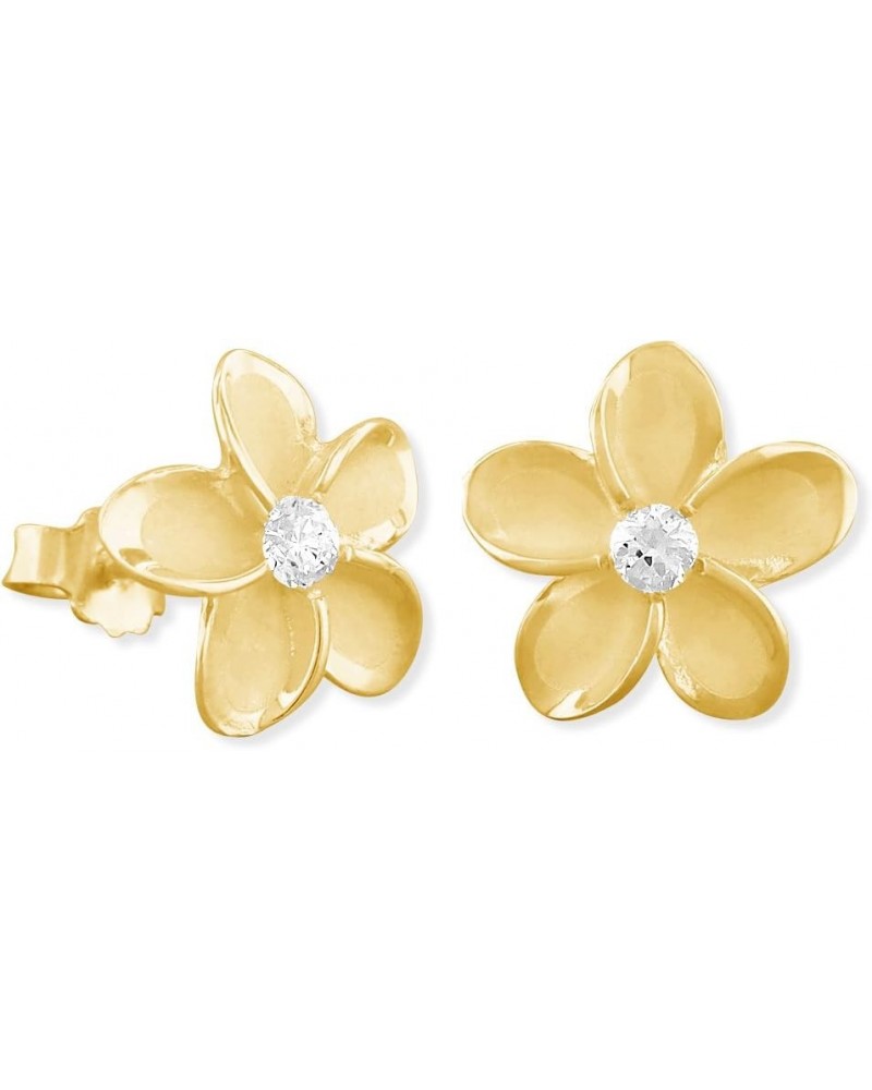 Sterling Silver 9mm Plumeria Stud Earrings 4. Yellow Gold Tone SS $16.51 Earrings