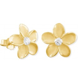 Sterling Silver 9mm Plumeria Stud Earrings 4. Yellow Gold Tone SS $16.51 Earrings