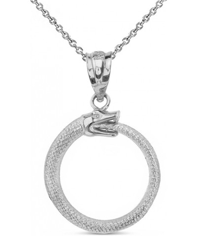 Sterling Silver Ouroboros Serpent Snake Eternal Cycle Pendant Necklace 18.0 Inches $12.30 Necklaces