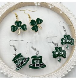 St Patrick's Day Earrings for Women Girls,Irish Shamrock Dangle Earrings Green Clover Hat Horseshoe Drop Earrings Good Luck J...