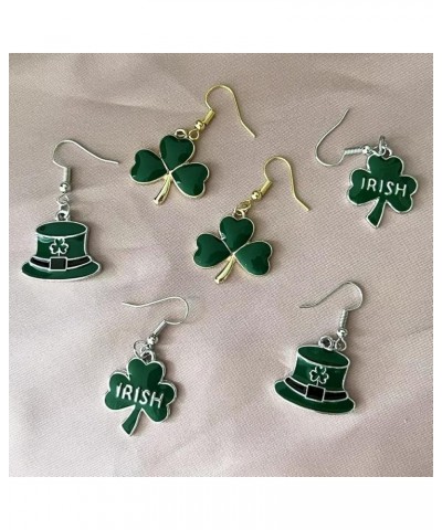 St Patrick's Day Earrings for Women Girls,Irish Shamrock Dangle Earrings Green Clover Hat Horseshoe Drop Earrings Good Luck J...