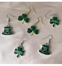 St Patrick's Day Earrings for Women Girls,Irish Shamrock Dangle Earrings Green Clover Hat Horseshoe Drop Earrings Good Luck J...