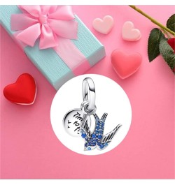 Family Love You Heart Mom Dangle Charms for Women Necklace or Bracelet Charm in 925 Sterling Silver,Mother's Day Jewelry Gift...