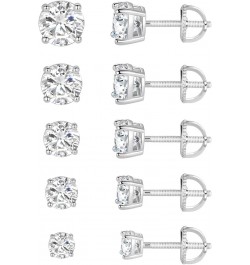 18K White Gold Plated 4 Prong Round Clear Cubic Zirconia Screw Back Stud Earring Pack of 5 Screw Back Earring 5 pairs $11.65 ...