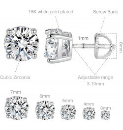 18K White Gold Plated 4 Prong Round Clear Cubic Zirconia Screw Back Stud Earring Pack of 5 Screw Back Earring 5 pairs $11.65 ...