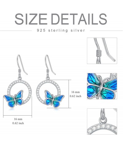 Sterling Silver Enamel Butterfly Earrings for Women Girl Sensitive Ears Blue Dangle - Silver $24.18 Earrings