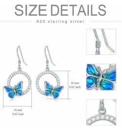 Sterling Silver Enamel Butterfly Earrings for Women Girl Sensitive Ears Blue Dangle - Silver $24.18 Earrings