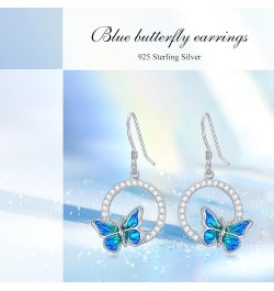 Sterling Silver Enamel Butterfly Earrings for Women Girl Sensitive Ears Blue Dangle - Silver $24.18 Earrings