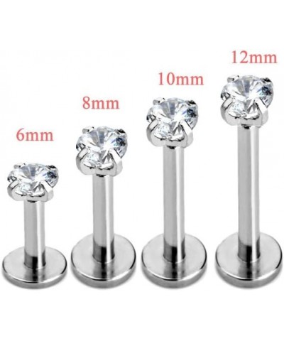 2-4pcs 16g 316L Stainless Steel 3mm Cubic Zirconia Labret Monroe Lip Ring/Tragus/Helix Earring,6-12mm Bar Length 3mm zirconia...