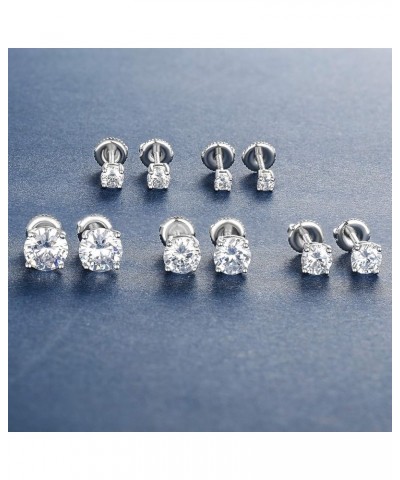 18K White Gold Plated 4 Prong Round Clear Cubic Zirconia Screw Back Stud Earring Pack of 5 Screw Back Earring 5 pairs $11.65 ...