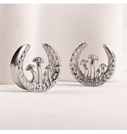 2PCS Mushroom Saddle Ear Plugs Tunnels 316 Stainless Steel Ear Gauges Earrings Hypoallergenic Ear Expander Stretchers Piercin...