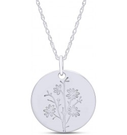 Mother's Day Gift Birth Flower Month Necklace 925 Sterling Silver Engraved Custom Floral Pendant Dainty Disc Charm Hand Stamp...