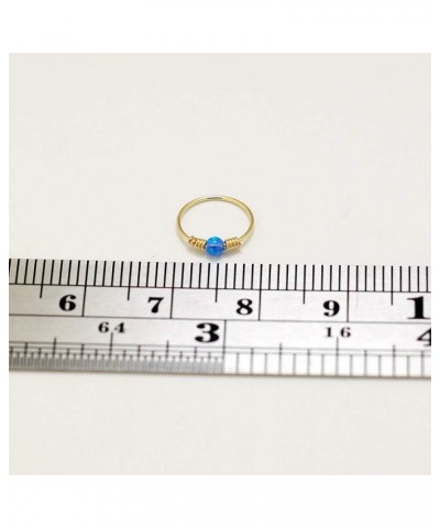 9CT Solid Yellow Gold Opal Stone with Double Spring Coil 22 Gauge (0.6MM) - 5/16 Inch (8MM) Length Hoop Nose Ring Blue $19.83...