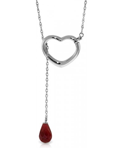 14K Gold Open Heart Ruby Drop Pendant Necklace White Gold 22.0 Inches $145.95 Necklaces