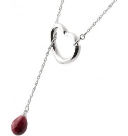 14K Gold Open Heart Ruby Drop Pendant Necklace White Gold 22.0 Inches $145.95 Necklaces