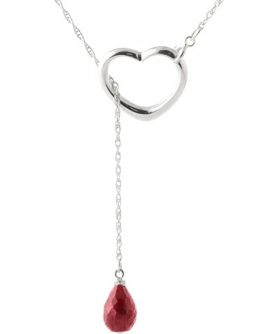 14K Gold Open Heart Ruby Drop Pendant Necklace White Gold 22.0 Inches $145.95 Necklaces