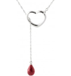 14K Gold Open Heart Ruby Drop Pendant Necklace White Gold 22.0 Inches $145.95 Necklaces