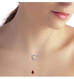 14K Gold Open Heart Ruby Drop Pendant Necklace White Gold 22.0 Inches $145.95 Necklaces