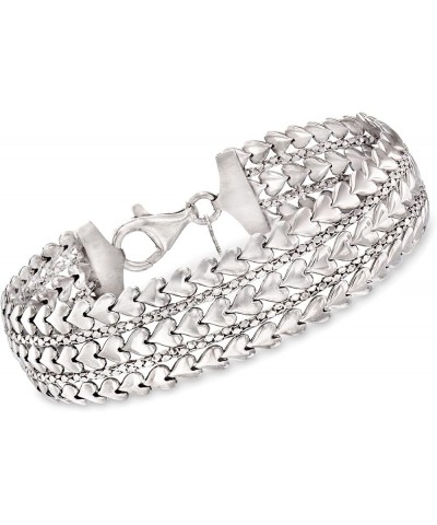 Italian Sterling Silver Multi-Row Heart Bracelet Sterling Silver 8.0 Inches $64.80 Bracelets