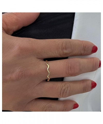 18K Gold Plated Sterling Silver Ramen Noodle Ring | Minimalist Thin Wavy Stacking Ring For Women 18K Gold Over Sterling Silve...