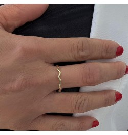 18K Gold Plated Sterling Silver Ramen Noodle Ring | Minimalist Thin Wavy Stacking Ring For Women 18K Gold Over Sterling Silve...