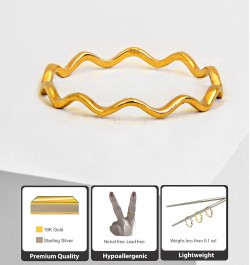 18K Gold Plated Sterling Silver Ramen Noodle Ring | Minimalist Thin Wavy Stacking Ring For Women 18K Gold Over Sterling Silve...