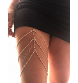 Rhinestone Leg Chain Sexy Thigh Chains Beach Body Chain Jewelry for Women and Girls Gold $7.77 Body Jewelry