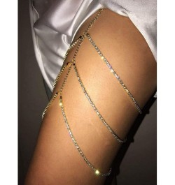 Rhinestone Leg Chain Sexy Thigh Chains Beach Body Chain Jewelry for Women and Girls Gold $7.77 Body Jewelry