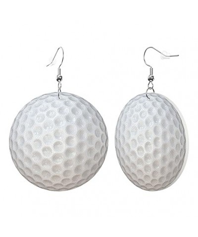 Pickleball Earrings Faux Leather Round Earring Lightweight Dangle for Women Girls White8 $6.83 Earrings