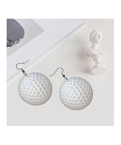 Pickleball Earrings Faux Leather Round Earring Lightweight Dangle for Women Girls White8 $6.83 Earrings