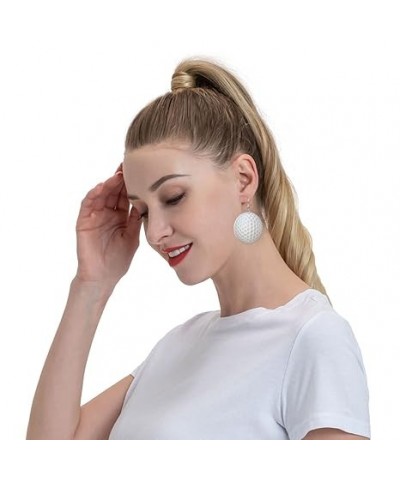 Pickleball Earrings Faux Leather Round Earring Lightweight Dangle for Women Girls White8 $6.83 Earrings