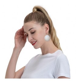 Pickleball Earrings Faux Leather Round Earring Lightweight Dangle for Women Girls White8 $6.83 Earrings