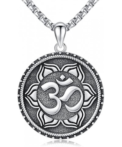 Mandala Necklace for Women Men 925 Sterling Silver Flower of Life/OM Pendant Lotus Necklace Sacred Geometry Jewelry Gifts for...