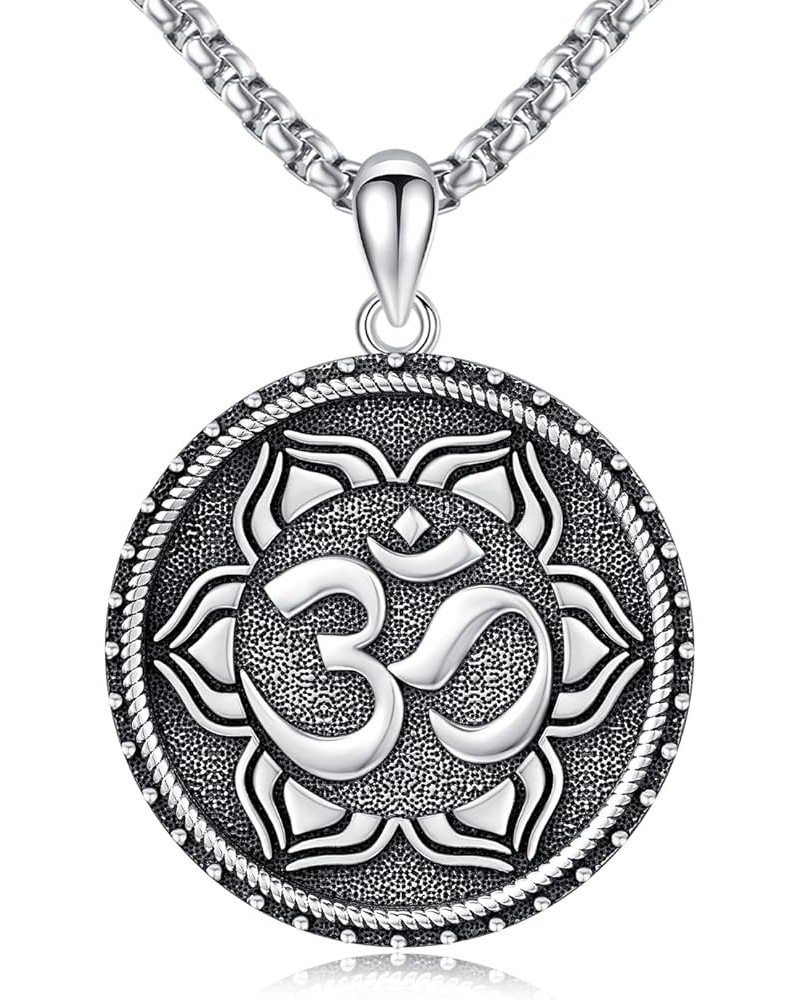 Mandala Necklace for Women Men 925 Sterling Silver Flower of Life/OM Pendant Lotus Necklace Sacred Geometry Jewelry Gifts for...