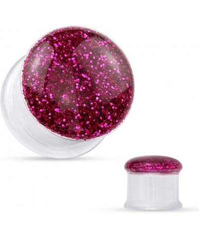 PAIR of Glitter Front Clear Acrylic Tunnels Plugs Gauges Earlets Body Jewelry Pink - 0g (8mm) $9.32 Body Jewelry