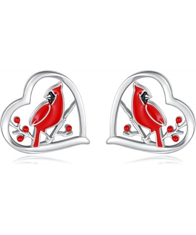 925 Sterling Silver Cardinal Earrings Necklace Ring Red Bird Jewelry I am Always With You Memorial Gifts for Women Girls earr...