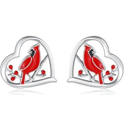 925 Sterling Silver Cardinal Earrings Necklace Ring Red Bird Jewelry I am Always With You Memorial Gifts for Women Girls earr...