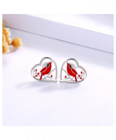 925 Sterling Silver Cardinal Earrings Necklace Ring Red Bird Jewelry I am Always With You Memorial Gifts for Women Girls earr...