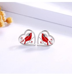 925 Sterling Silver Cardinal Earrings Necklace Ring Red Bird Jewelry I am Always With You Memorial Gifts for Women Girls earr...