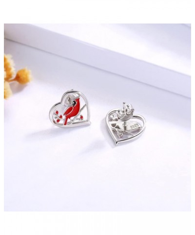 925 Sterling Silver Cardinal Earrings Necklace Ring Red Bird Jewelry I am Always With You Memorial Gifts for Women Girls earr...