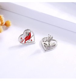 925 Sterling Silver Cardinal Earrings Necklace Ring Red Bird Jewelry I am Always With You Memorial Gifts for Women Girls earr...